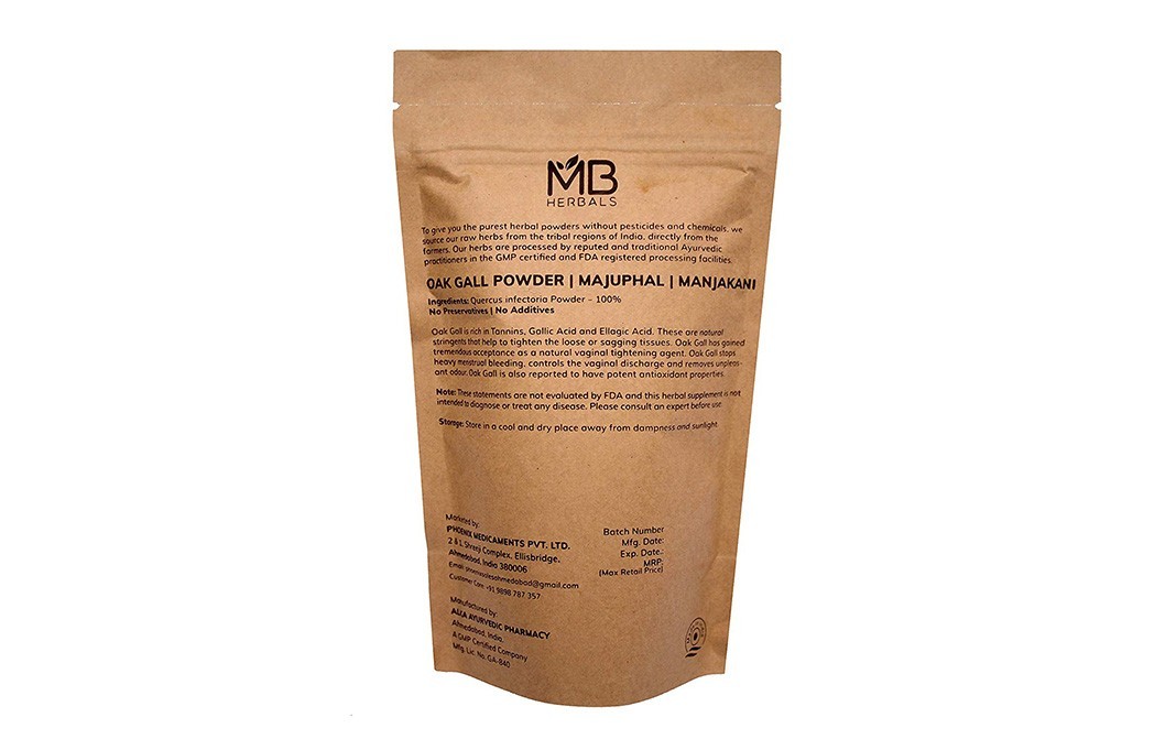 MB Herbals Oak Gall Powder, Quercus Infectoria   Pack  100 grams